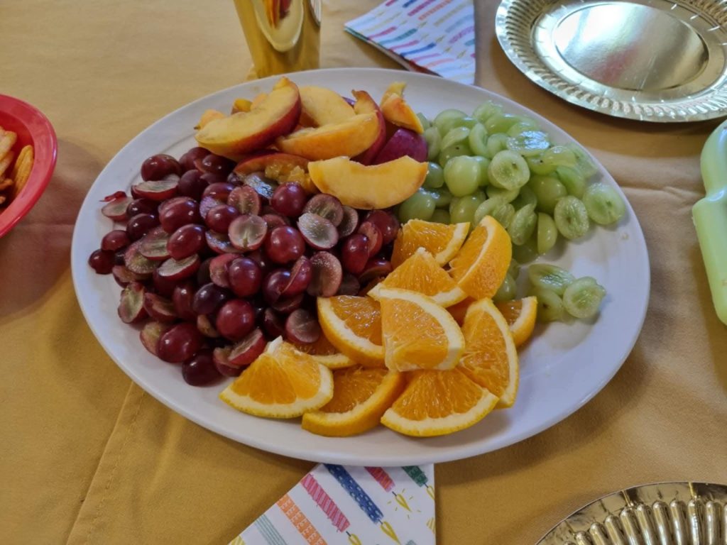 a full plate of fruits